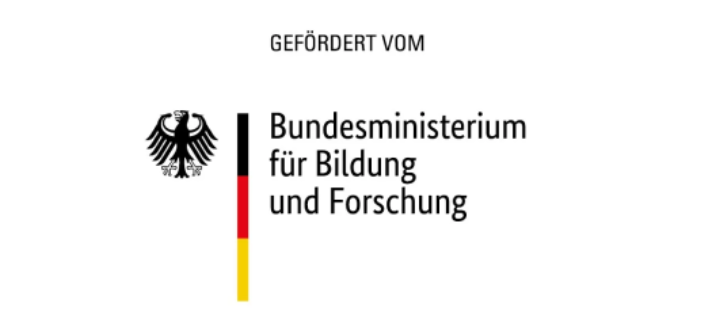 Logo des Bundesministeriums für Bildung und Forschung, gefördert von der deutschen Bundesregierung, mit dem Bundesadler und einem Balken in den Farben Schwarz, Rot und Gelb.