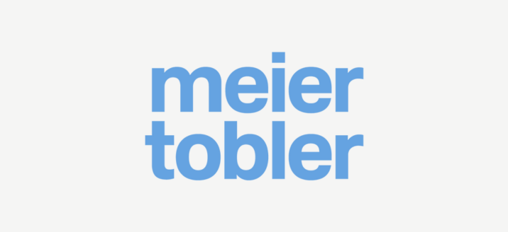 Meier Tobler-Logo mit hellblauer, schlichter Schrift, zweizeilig auf weissem Hintergrund.